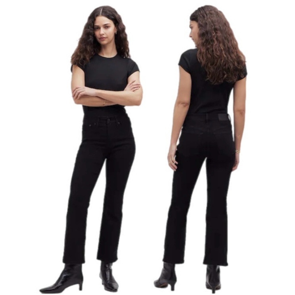 Madewell NWT Petite Kick Out Crop Jeans In Black Rinse Wash Size 26P NM812